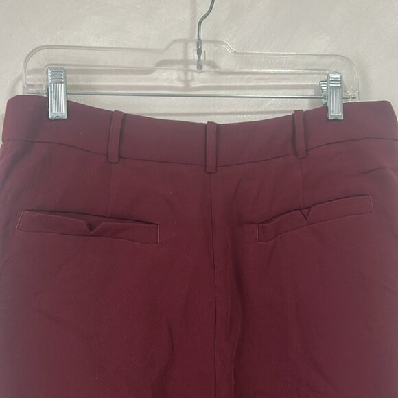 đť…şAnthropologie Sasha Button-Fly Tapered Trousers in Wine Red size 10 pants - Picture 8 of 10